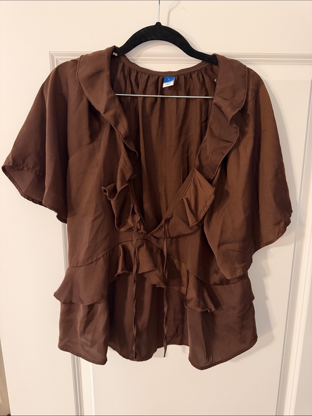 Old Navy Brown Ruffle Tie-Front Blouse